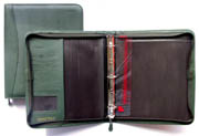 Porte-documents Harvard, pur cuir vert fonc, format de bureau, 3 anneaux (1PMX)
