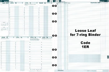 Harvard Elite English. Two pages per week, dates on the left page actions on the right, 7-hole Refill.