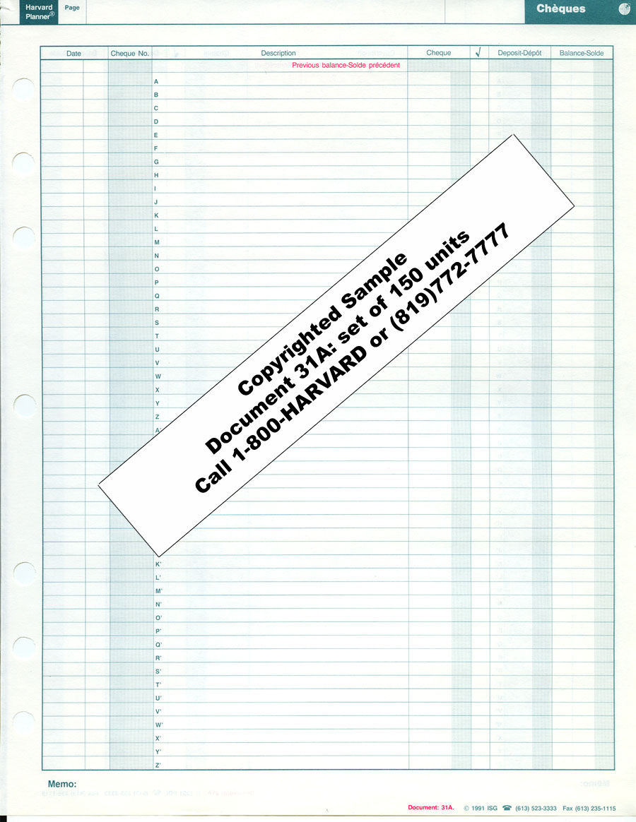 Cheque Listing Log (code 31A)