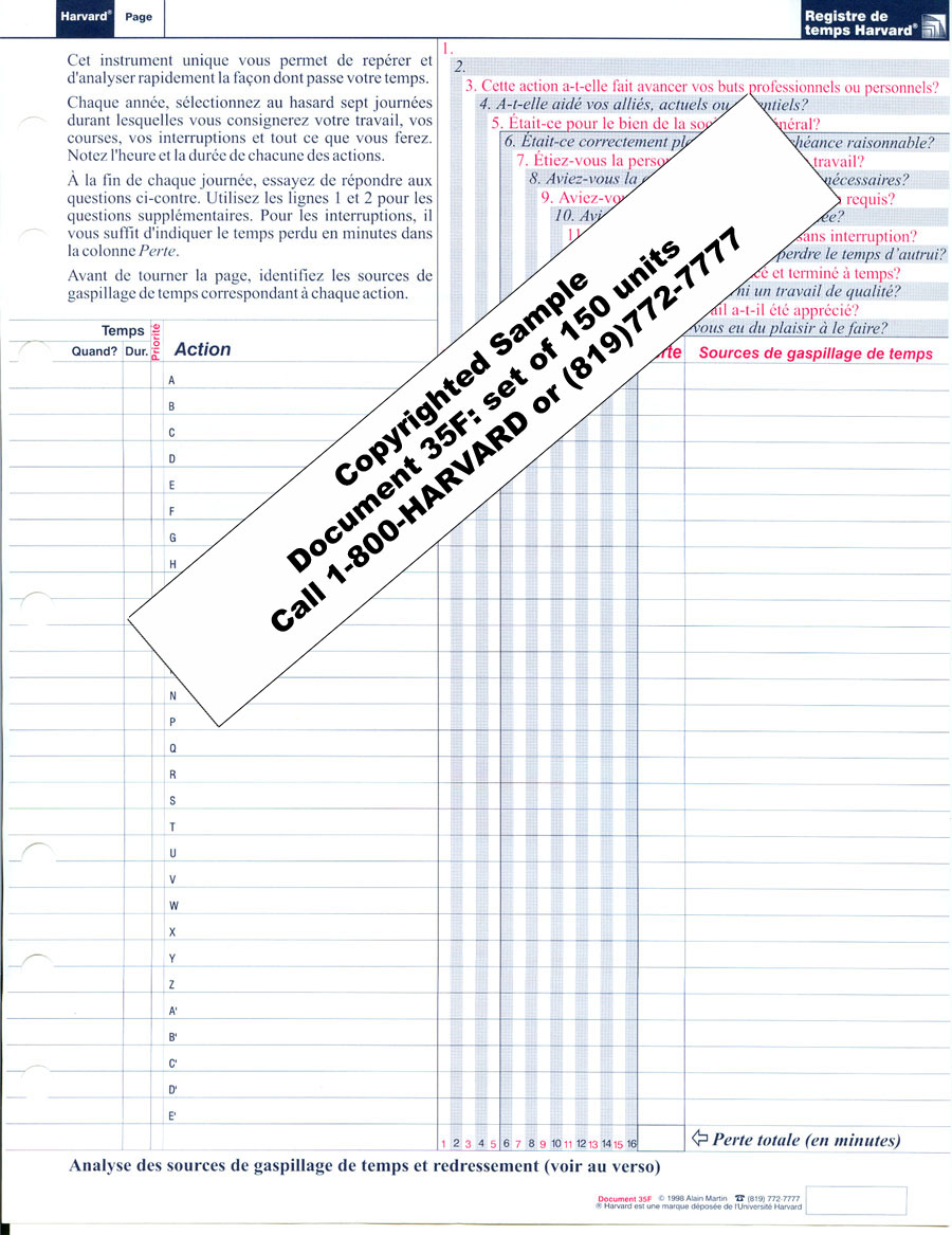 Time & Productivity Diagnosis Log (code 35F)