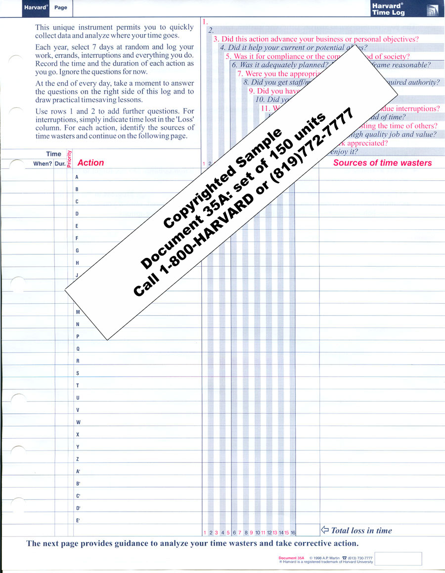 Time & Productivity Diagnosis Log (code 35A)